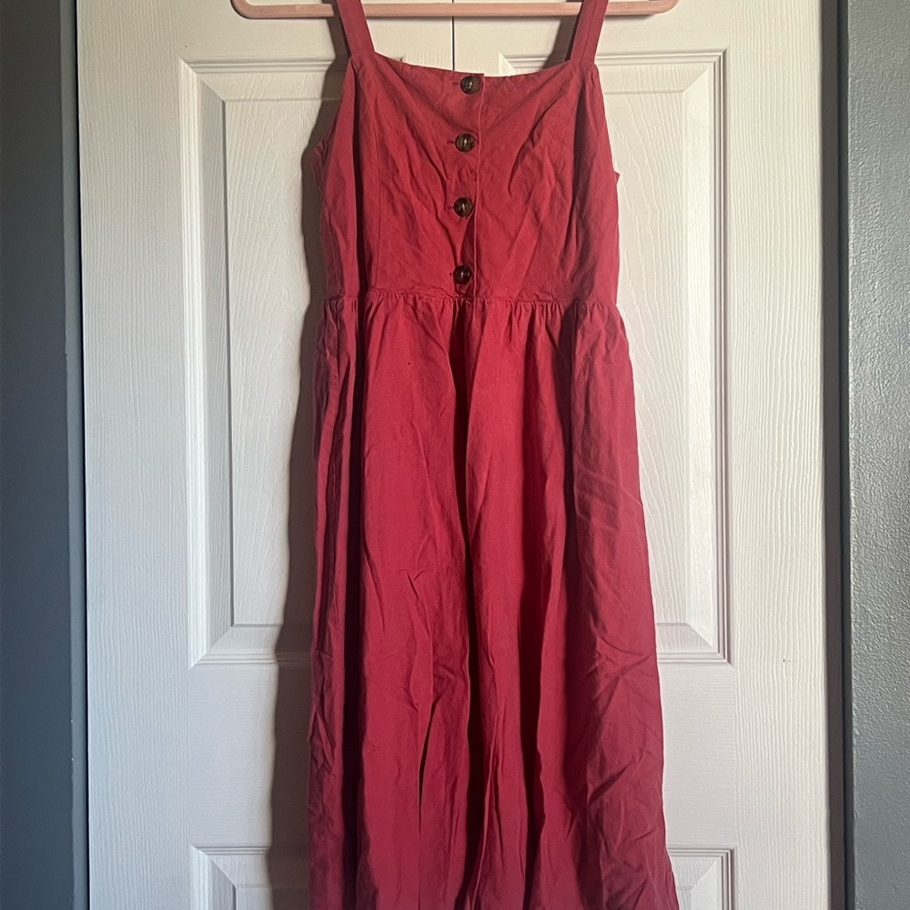 Elegant Red Button-Down Dress